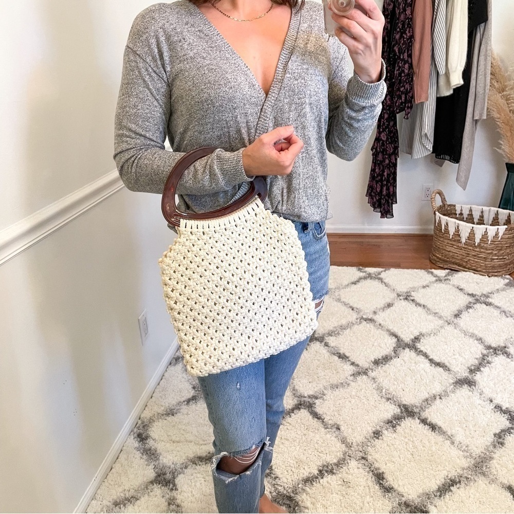 Vintage Macrame Crochet Knitted Lucite Clutch Handbag